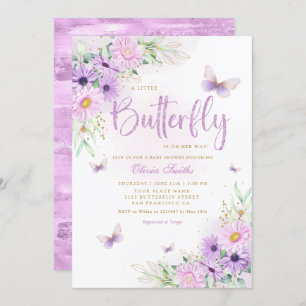 Boho Whimsical Floral Butterfly Girl Baby Shower  Invitation