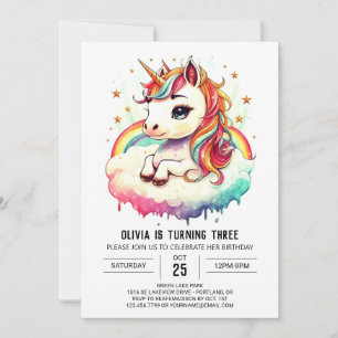Boho Whimsical Unicorn Birthday Invitation