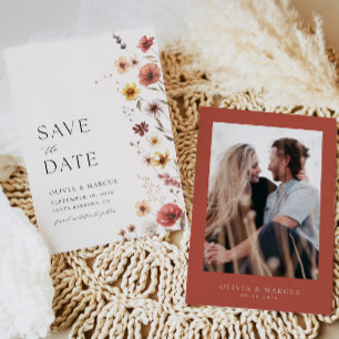 Boho Whimsical Wildflower Save The Date Invitation