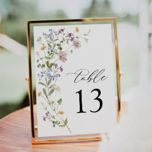 Boho Whimsical Wildflower Wedding Table Number