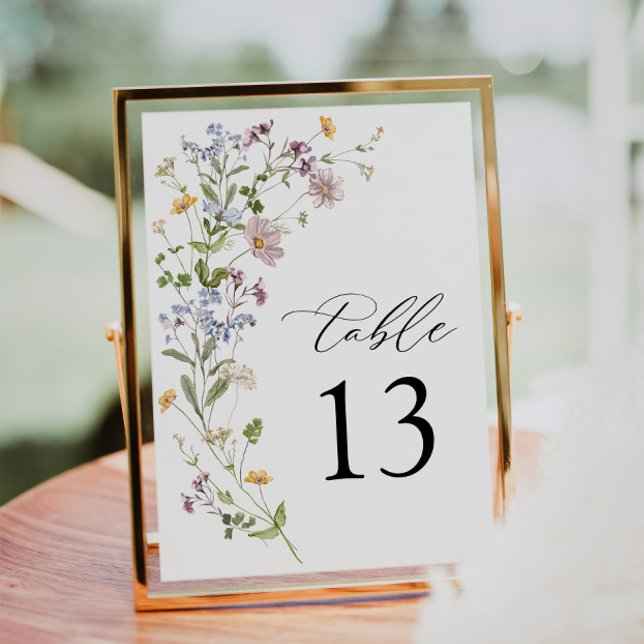 Boho Whimsical Wildflower Wedding Table Number (Wedding Table Number)