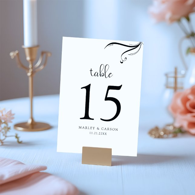Boho White and Black Elegant Wedding Modern Table Number (Creator Uploaded)