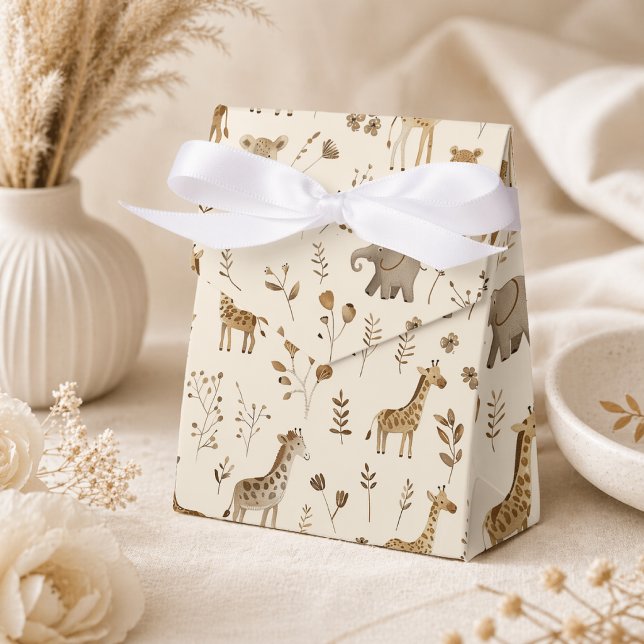 Boho White Beige Jungle Animals  Favour Box (Creator Uploaded)