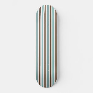 Boho White Blue Brown Geometric Stripes Skateboard