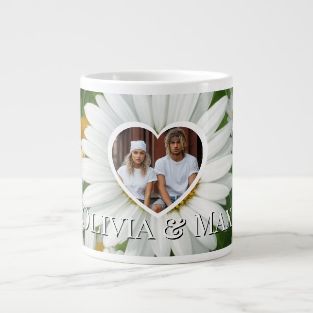 Boho white daisies template  large coffee mug (Front)