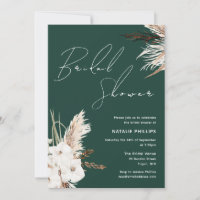Boho White Floral Emerald Green Bridal Shower