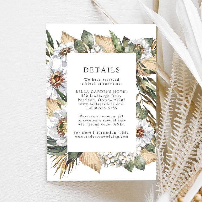 Boho White Floral & Greenery Wedding Details Enclosure Card (Creator Uploaded)