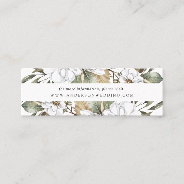 Boho White Floral & Greenery Wedding Website Cards (Front)
