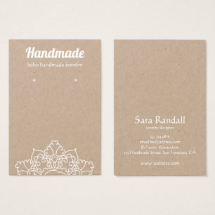 Boho White Mandala Rustic Kraft Earring Display