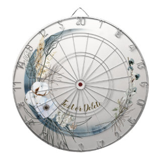 Boho White Orchid Flowers Blue Moon Elegant Dartboard