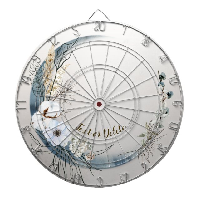 Boho White Orchid Flowers Blue Moon Elegant Dartboard (Front)