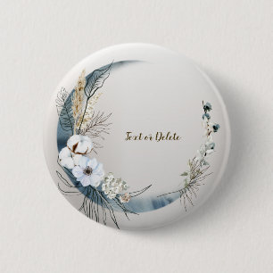 Boho White Orchid Flowers Blue Moon Elegant Party 6 Cm Round Badge