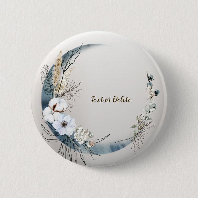 Boho White Orchid Flowers Blue Moon Elegant Party 6 Cm Round Badge (Front)