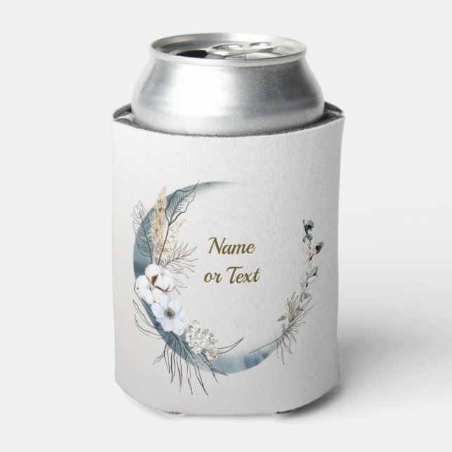 Boho White Orchid Flowers Blue Moon Elegant Party Can Cooler (Can Front)
