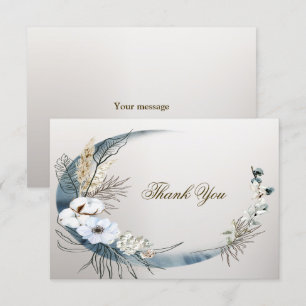 Boho White Orchid Flowers Blue Moon Elegant Party Thank You Card
