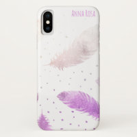 *~* Boho White Pastel Lavender Feather Polka Dots