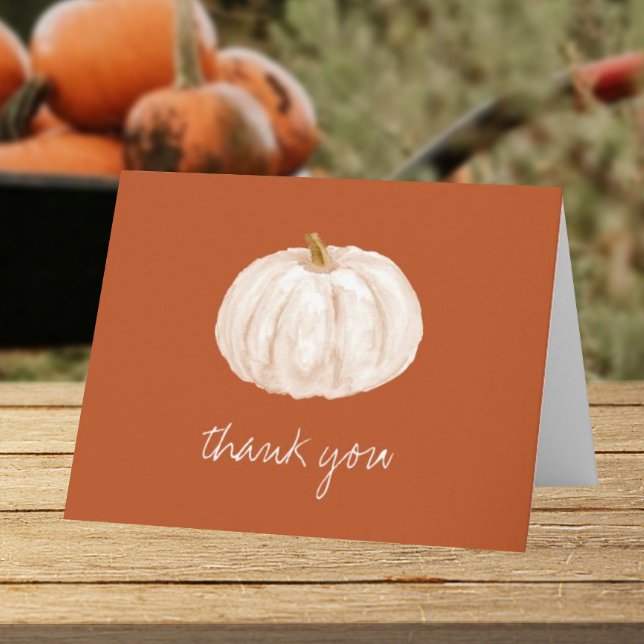 Boho White Pumpkin Fall Baby Shower Thank You Card (Creator Uploaded)