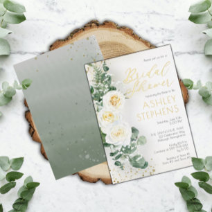 Boho White Rose Floral   Eucalyptus Bridal Shower