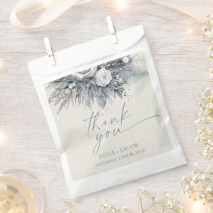 Boho White Rose Floral Flower Garden Wedding Favour Bag