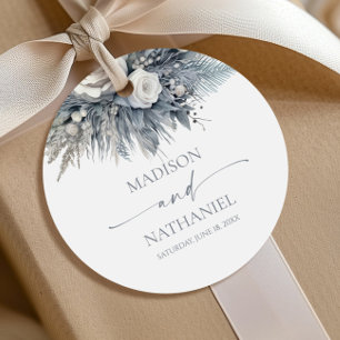 Boho White Rose Floral Flower Garden Wedding Favour Tags