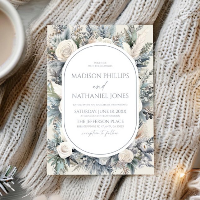 Boho White Rose Floral Flower Garden Wedding Invitation (Creator Uploaded)