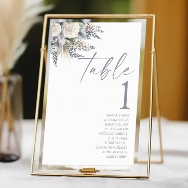 Boho White Rose Floral Flower Garden Wedding Table Number (Creator Uploaded)