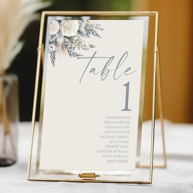 Boho White Rose Floral Flower Garden Wedding Table Number (Creator Uploaded)