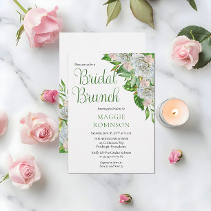 Boho White Roses   Orchids Floral Bridal Brunch Invitation