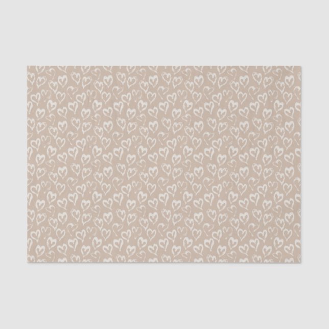Boho white Sandy Hearts Valentine's tissue Papper Paper (Front)