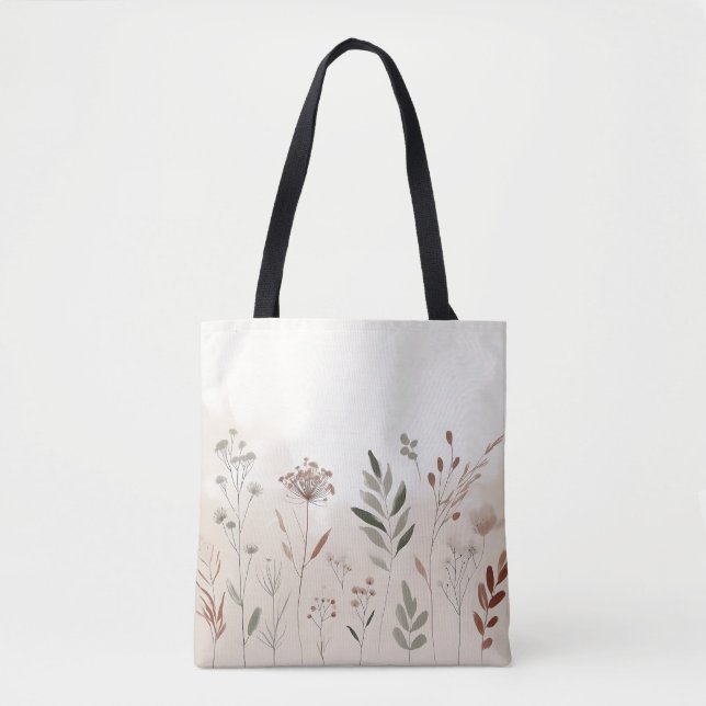 Boho Wild Flower |  Desert Garden Floral Pattern Tote Bag (Front)