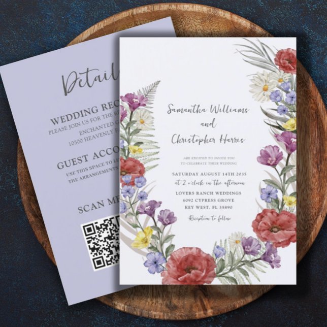 Boho Wild Flower Wreath All-In-One Wedding  Invitation (Creator Uploaded)