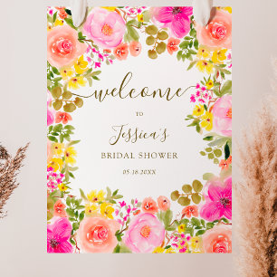 Boho wild flowers garden  bridal shower welcome poster