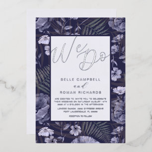 Boho Wild Flowers Purple & Silver Script Wedding