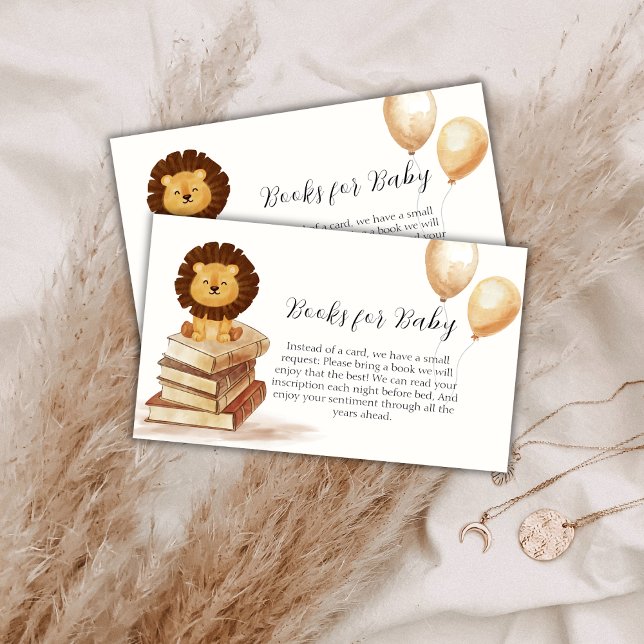 Boho Wild Lion Balloon Books For Baby Shower  Enclosure Card (Boho Wild Lion Balloon Books For Baby Shower Enclosure Card)