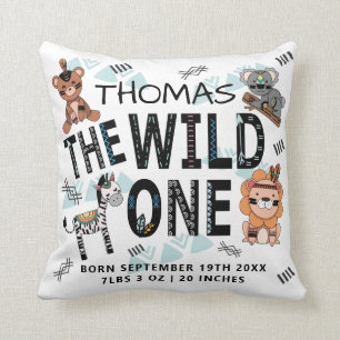 Boho Wild One Birth Stats Cushion
