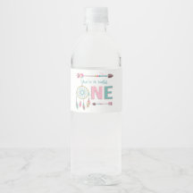 Boho Wild One First Birthday Water Bottle Label