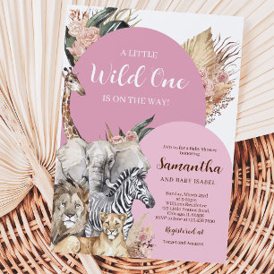 Boho Wild One Girl Baby Shower Invitation