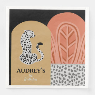 Boho Wild One Girls First Birthday Leopard Napkin