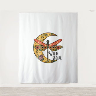 Boho Wild Soul Moon Dragonfly Tapestry