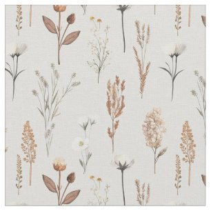 Boho Wild weeds flowers rustic  Fabric
