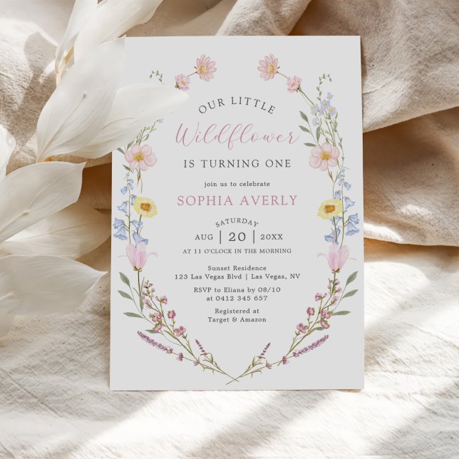 Boho Wildflower 1st Birthday Garden Invitation (Creator Uploaded)