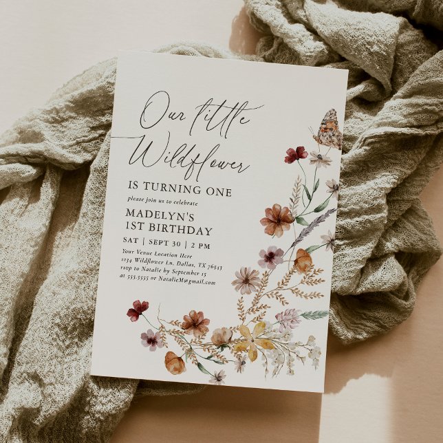 Boho Wildflower 1st Birthday Invitation (Creator Uploaded)