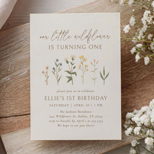 Boho Wildflower 1st Birthday Invitation (Creator Uploaded)