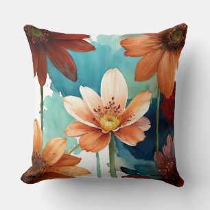 Boho wildflower abstract cushion