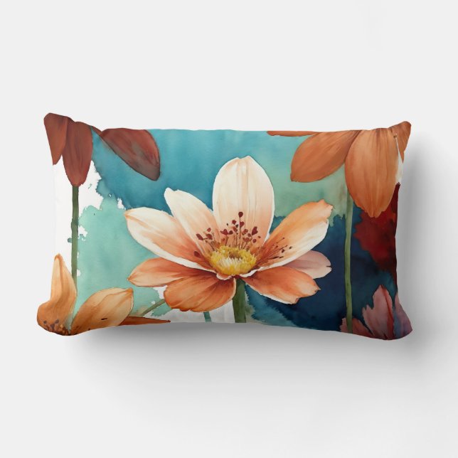 Boho wildflower abstract lumbar cushion (Front)