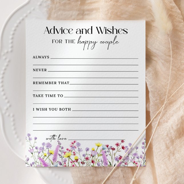 Boho Wildflower Advice and Wishes Shower Card (Creator Uploaded)