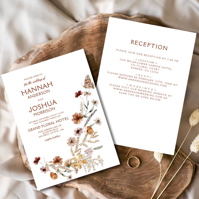 Boho Wildflower All in One Garden Wedding Invitation (Creator Uploaded)
