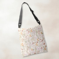Boho Wildflower All-Over-Print Beige Shoulder Tote