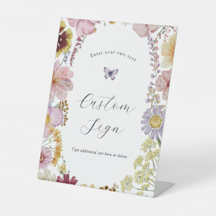 Boho Wildflower and Butterflies Custom Text Sign