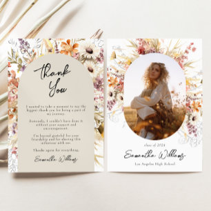 Boho Wildflower Arch Graduation Thank You Card